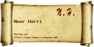 Neer Harri névjegykártya